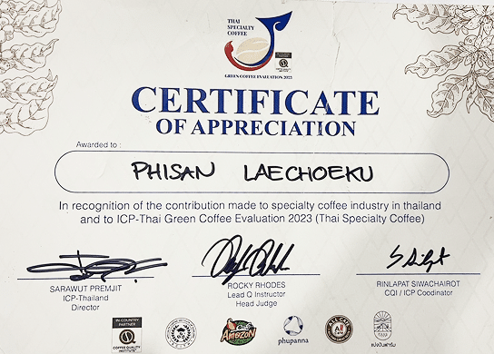 Zertifikat Phakphum Coffee Farm 2